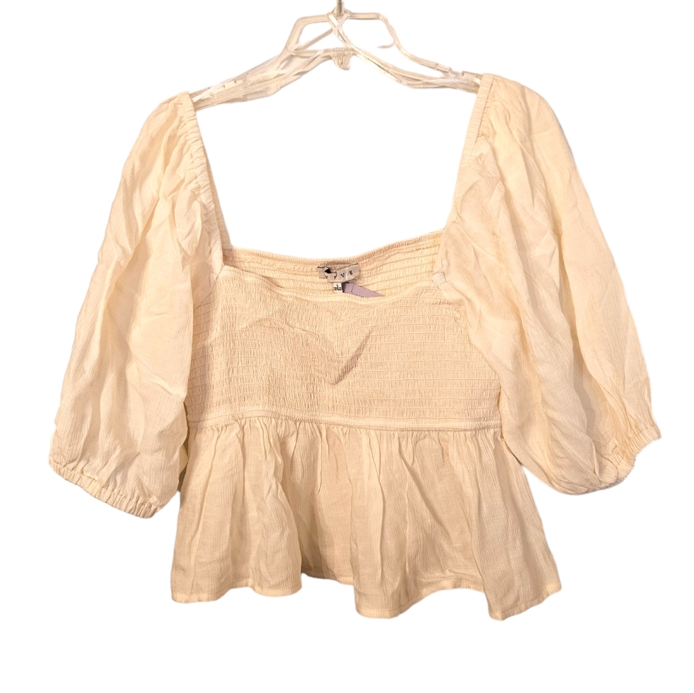 Hyfve Smocked Peplum Top Cream Size Large #205